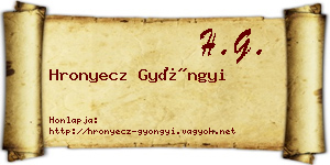 Hronyecz Gyöngyi névjegykártya